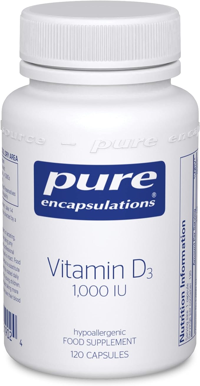 Pure Encapsulations Vitamin D3 25 mcg (1,000 IU) - Supplement to Support Bone, Joint, Breast, Heart, Colon & Immune Health - with Premium Vitamin D - 120 Capsules