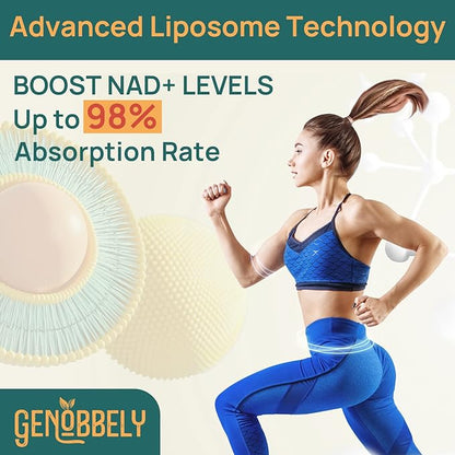 800 mg Liposomal NAD+ Supplement with Nicotinamide Riboside 200 mg, Trans-Resveratrol 100 mg - True NAD Supplement for DNA Repair, Healthy Aging, Brain Function - 180-Day Supply