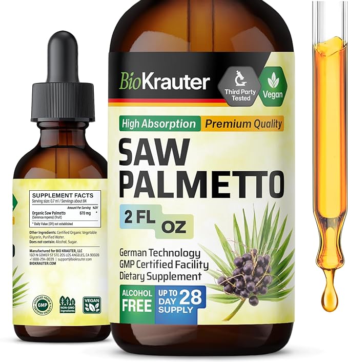 Saw Palmetto Tincture - Organic Saw Palmetto Supplement - Natural Prostate Health Support - Saw Palmetto for Men and Women - Alcohol & Sugar Free - Vegan Drops 2 Fl.Oz.