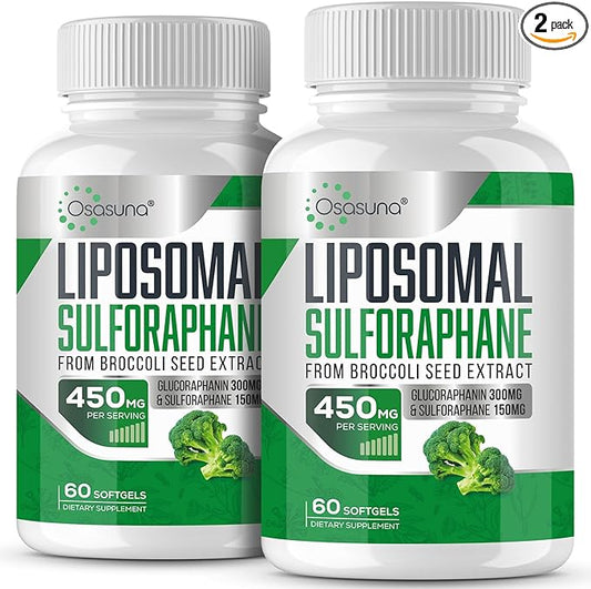 Liposomal Sulforaphane 450MG, Maximum Absorption, Glucoraphanin with Myrosinase, Antioxidant Supplement from Broccoli Seed Extract, 120 Softgels