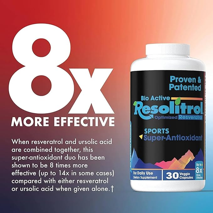 RESOLITROL - Powerful Antioxidant Formula with Trans-Resveratrol and Ursolic Acid - Supports Healthy Aging, Heart, and Metabolism - 30 Veggie Capsules