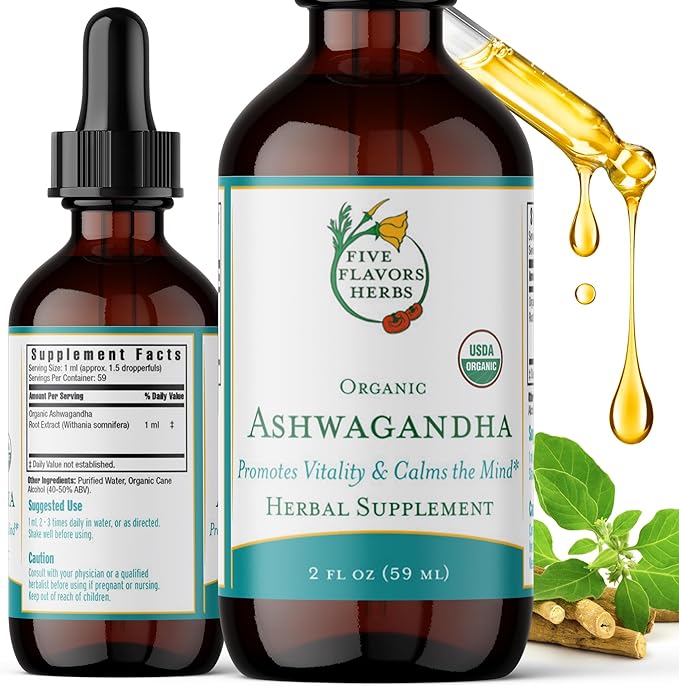 Ashwagandha Tincture - Promotes Vitality, Calms The Mind, Immune Support, Adaptogen, Lemon Balm, Herbal Supplement - 2 Fl Oz