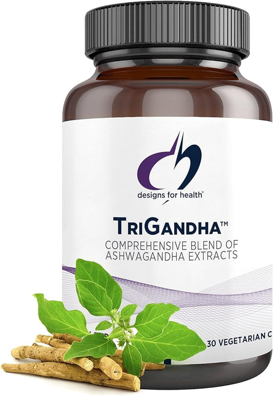 Designs for Health TriGandha - Triple Ashwaganda Root & Leaf Extract Adaptogenic Supplement - Stress Response Support - Vegan Pills, Non-GMO (30 Capsules)