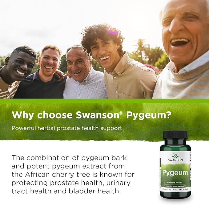 Swanson Pygeum - Herbal Supplement Promoting Male Prostate Health, Bladder, and Urinary Tract Health Support - Mens Health Supplement - (100 Capsules, 125mg Each) 4 Pack