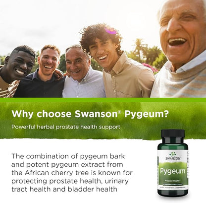 Swanson Pygeum - Herbal Supplement Promoting Male Prostate Health, Bladder, and Urinary Tract Health Support - Mens Health Supplement - (100 Capsules, 125mg Each) 4 Pack