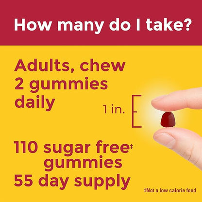 Nature Made Zero Sugar Vitamin D3 Gummies 2000 IU (50 mcg) per Serving, Immune, Bone, Teeth & Muscle Support Supplement, 110 Sugar Free Vitamin D Gummies, 55 Day Supply