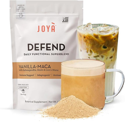 Defend Vanilla Maca Superblend - Adaptogen Mushroom Powder Blend featuring Lion’s Mane Extract, Ashwagandha & Reishi Mushrooms for Immune Support - 15 Servings