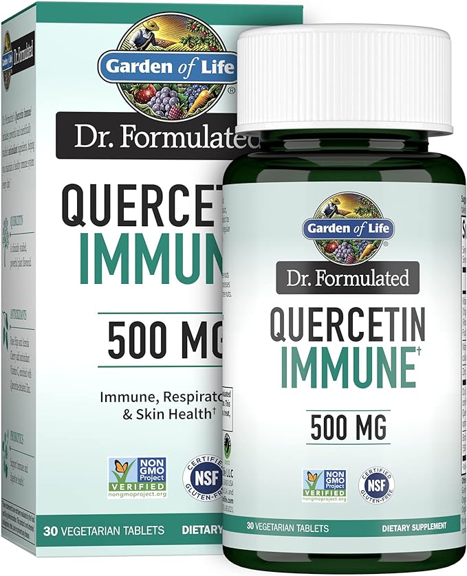 Garden of Life Quercetin Immune Support with Zinc Supplements - 30 Tablets & 30mg Zinc with Vitamin C - Immune & Skin Health