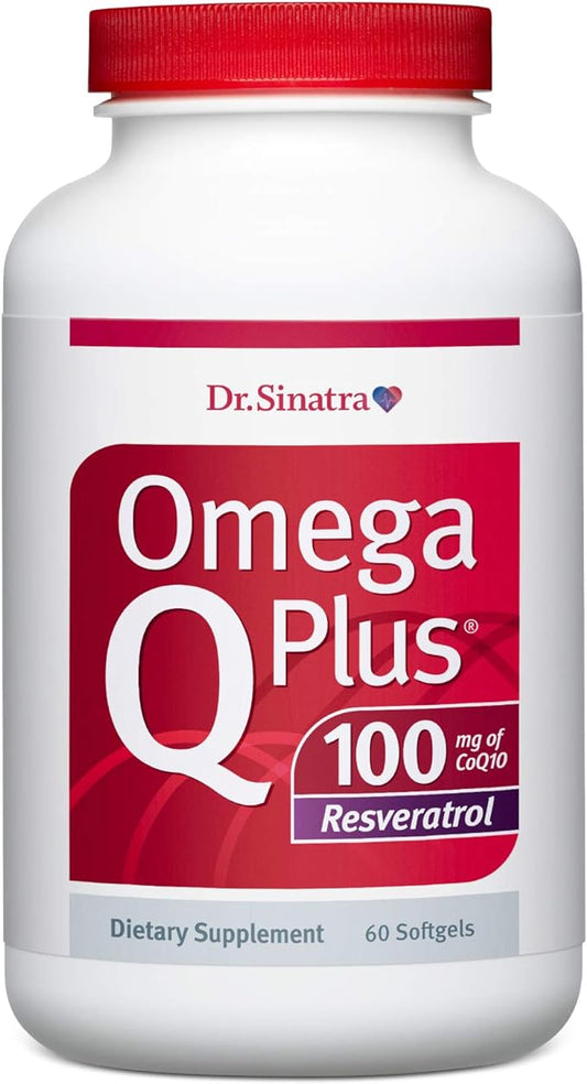 Dr. Sinatra Omega Q Plus 100 Resveratrol – Omega-3 Supplement Supports Heart Health and Provides Antioxidant Power with 100mg of CoQ10 and Resveratrol (60 softgels)