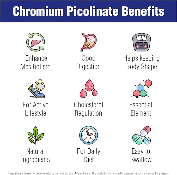 Chromium Picolinate 200 Mcg 100 Tablets by Natural Systems - Chromium Supplements for Active Lifestyle - Excellent Absorption Chromium Supplement - Non Sugar Chromium Capsules