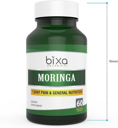 bixa BOTANICAL Moringa Extract 1% Alkaloids 60 Veg Capsules (450mg) | Multi-Vitamin and Nutritional Green Superfood Supplement ǀ Helps in Joint Pain and Blood Circulation ǀ