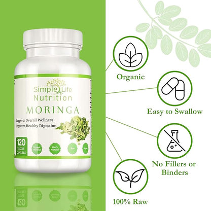 Organic Moringa Powder Capsules - Vegan Non GMO Oleifera Leaf Extract