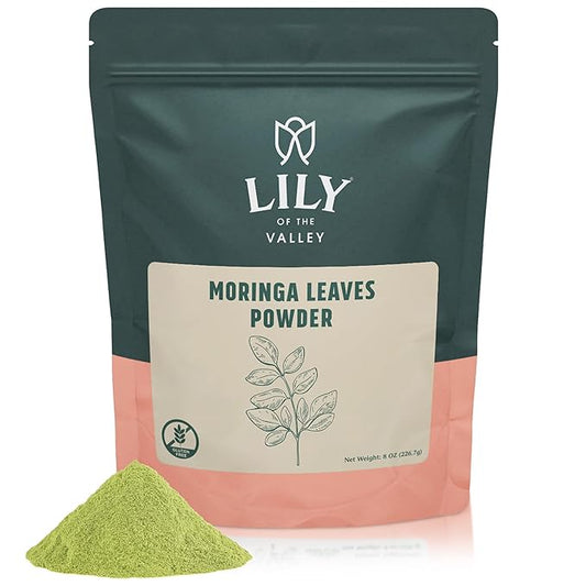 LILY OF THE VALLEY Moringa Leaf Powder - Great Superfood for Moringa Tea, Moringa Drink - 100% Natural Sourced from India - Vegan & Gluten-Free - Packed in Resealable Pouch (4oz, 113g)