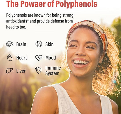 67,500 MG Polyphenols Supplement - Powerful Antioxidants & Polyphenol for Age Defense, Polyphenol Superfood, Quercetin, Resveratrol, Green Tea, Plant-Based & Energy, Immune Support, 180 Capsules