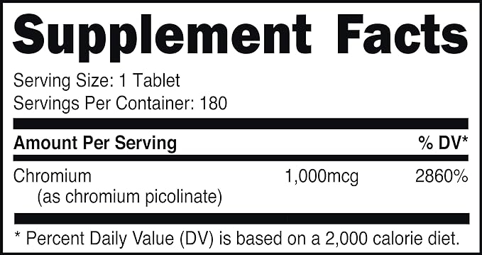 Bucked Up Chromium Picolinate 1000mcg Per Serving, Bucked Up Essentials (180 Servings, 180 Tablets)