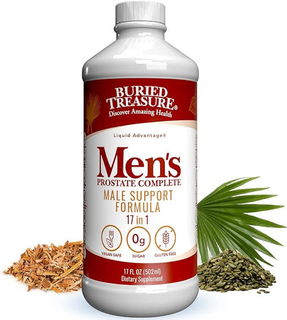 Buried Treasure: Men's Prostate Complete - Natural Herbal Formula Supplement w/ Saw Palmetto, Pygeum Bark, & Stine Nettles to Support Healthy Urinary & Prostate Function - 16 oz