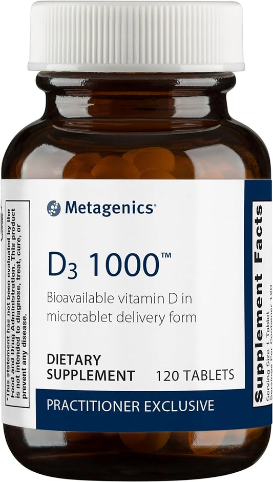 Metagenics D3 1000 - Vitamin D Supplement - Bone Density & Immune Support* - Tooth Integrity* - Non-GMO & Gluten Free - 120 Tablets