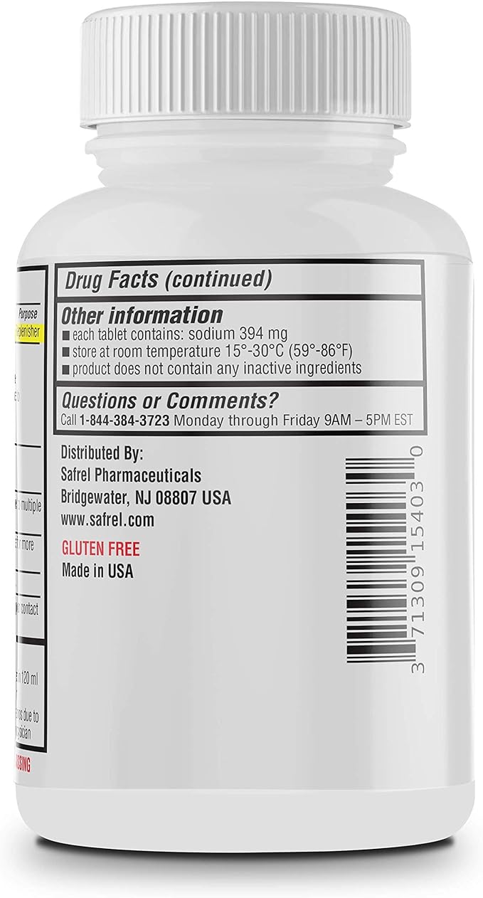 Safrel Sodium Chloride Tablets 1 gm, USP | Normal Salt Tablets | (15.4gr.) | Electrolytes Replenisher Hydration Drink (300 Count (Pack of 1))