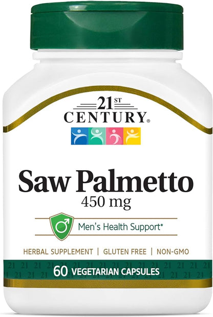 21st Century Saw Palmetto 450mg Veg Capsules, 60 Count