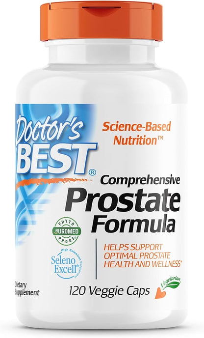 Doctor's Best Comprehensive Prostate Formula - Saw Palmetto, African Pygeum Bark, Nettle Root, CardioAid, & SelenoExcell - Prostate Support & Urinary Health, 120 Count