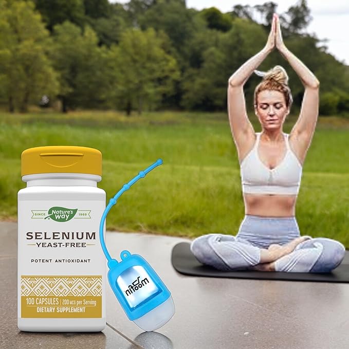 Selenium 200 mcg Capsules, Antioxidant Support with Organic L Selenomethionine, Immune & Thyroid Function, 60 Servings - includes Moofin Hand Sanitizer Dispenser, [Pack of 6]