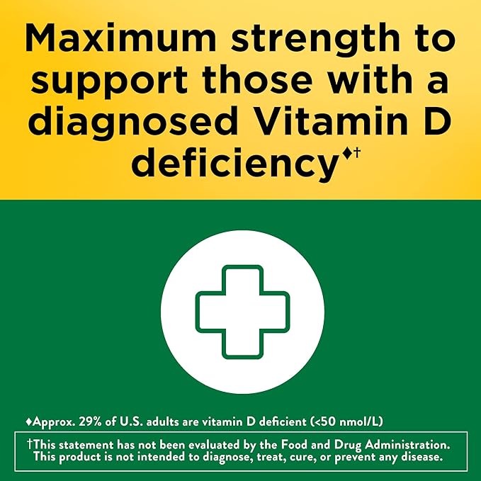 Nature Made Maximum Strength Vitamin D3 10000 IU (250 mcg), Dietary Supplement for Bone, Teeth, Muscle and Immune Health Support, 60 Softgels, 60 Day Supply