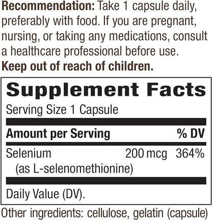 Selenium 200 mcg Capsules, Antioxidant Support with Organic L Selenomethionine, Immune & Thyroid Function, 60 Servings - includes Moofin Hand Sanitizer Dispenser, [Pack of 6]