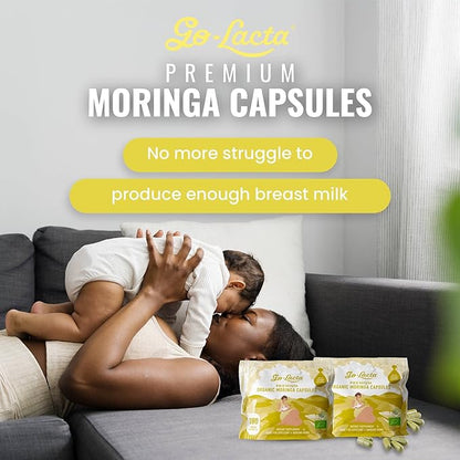 100% Organic Premium Moringa Capsules for Breastfeeding - Build Breast Milk Supply Before Birth - Healthy Breastfeeding for Mom and Baby - Increase Breast Milk Supply