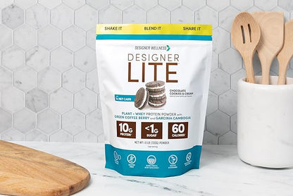 Designer Wellness, Designer Lite, Low Calorie Natural Protein, Prebiotic Fiber, Key Vitamins & Minerals, Chocolate Cookies & Cream, 25.6 Ounces