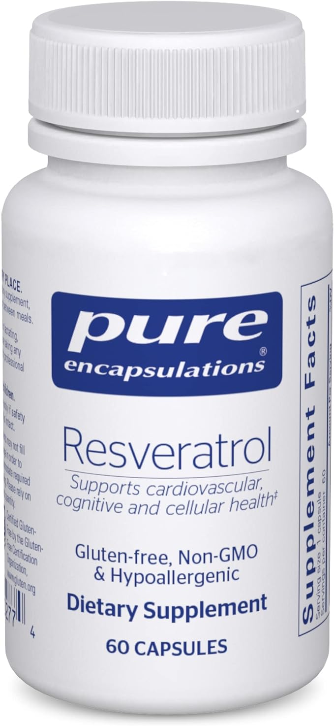 Pure Encapsulations Resveratrol - Cardiovascular, Cellular Health & Memory Support* - 40 mg Trans-Resveratrol - Antioxidants Supplement - Gluten Free & Non-GMO - 60 Capsules