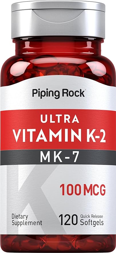 Piping Rock Vitamin K2 MK-7 | 100 mcg | 120 Softgels | Non-GMO, Gluten Free Supplement