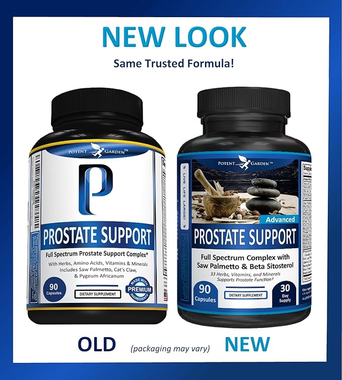 Prostate Support 33 Herbs Including Beta Sitosterol, Pygeum and Saw Palmetto for Men Prostate Health Supplements for Men, 90 Caps