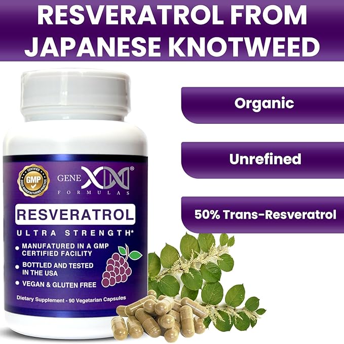 GENEX 1500mg Resveratrol with BioPerine for Absorption (3 Pack) | Organic Trans-Resveratrol Capsules from Japanese Knotweed, Antioxidant Supplement for Healthy Aging