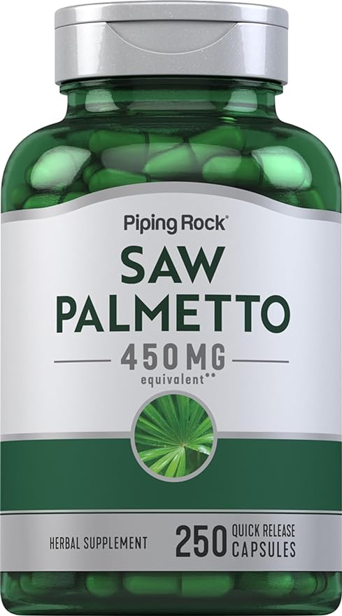 Piping Rock Saw Palmetto 450mg | 250 Capsules | Extract Supplement | Non-GMO, Gluten Free