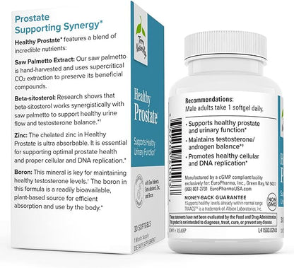 Terry Naturally Healthy Prostate - 30 Softgels - Supports Healthy Urinary Function - with Saw Palmetto, Zinc, Beta-sitosterol & Boron - Non-GMO, Gluten Free - 30 Servings