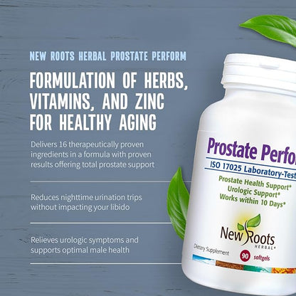 New Roots Herbal Prostate Perform Supplement (90 Softgels) Saw Palmetto with Vitamins & Zinc