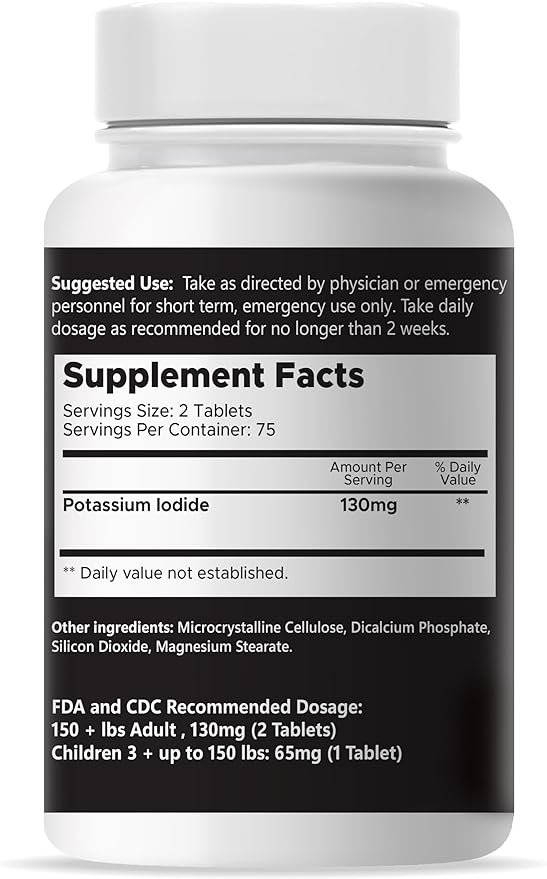 ThyroKI Potassium Iodide Tablets 130 mg (150 Tablets) Thyroid Support Fast Dissolving Tablets | Potassium Iodine Pills YODO Naciente | Emergency Survival Iodine Dietary Supplement | KI Pills Non-GMO