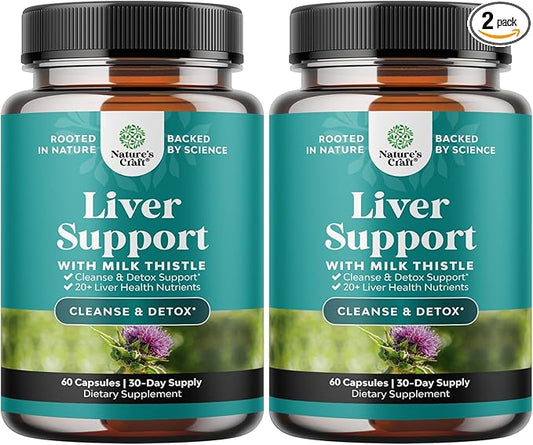 Liver Cleanse and Detox & Repair Formula - Herbal Liver Support Supplement with Milk Thistle Dandelion Root & Artichoke Extract for Liver Health - Silymarin Milk Thistle Liver Detox Capsules 2 Pack