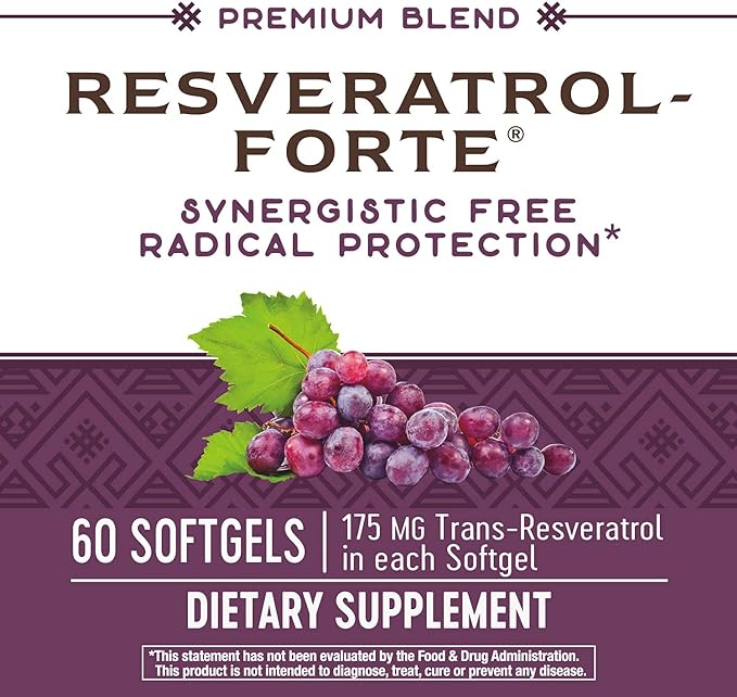 Nature's Way Resveratrol-Forte, Protects from Free Radicals*, 60 Softgels