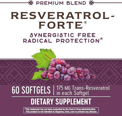 Nature's Way Resveratrol-Forte, Protects from Free Radicals*, 60 Softgels