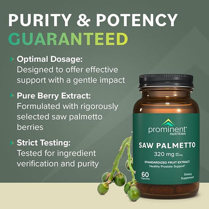 Saw Palmetto Supplement - Healthy Prostate Support Saw Palmetto for Men - Supplement for Urinary Health - 160 mg, 30 Day Supply