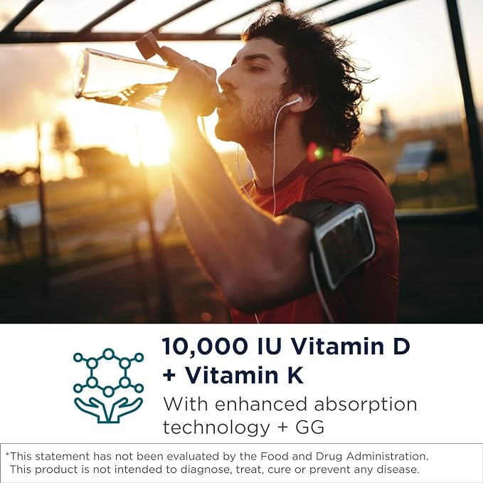 Designs for Health D-Evail 10K - 10,000 IU Vitamin D Supplement with Vitamin K (K1, K2 as MK-4) + GG - Bone, Cardiovascular + Immune Support - Improved Bioavailability Vitamin D3 (60 Softgels)