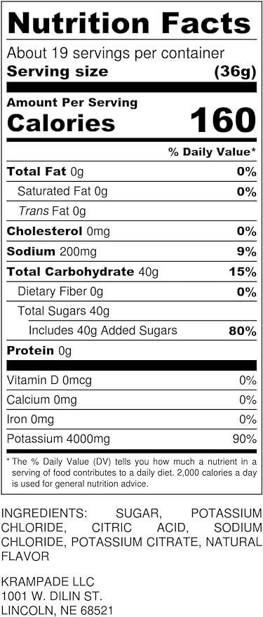 Electrolytes Powder Potassium Supplement - 4000 mg K+, 4X More Than Coconut Water | Instant Cramp Relief | Hydration Powder