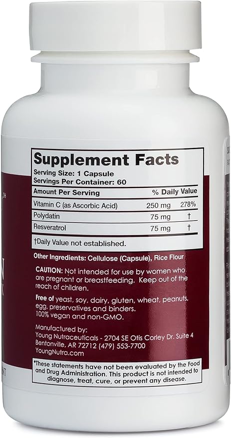 YoungNutra Polydatin Complex with Resveratrol- High Absorption - 60 Capsules