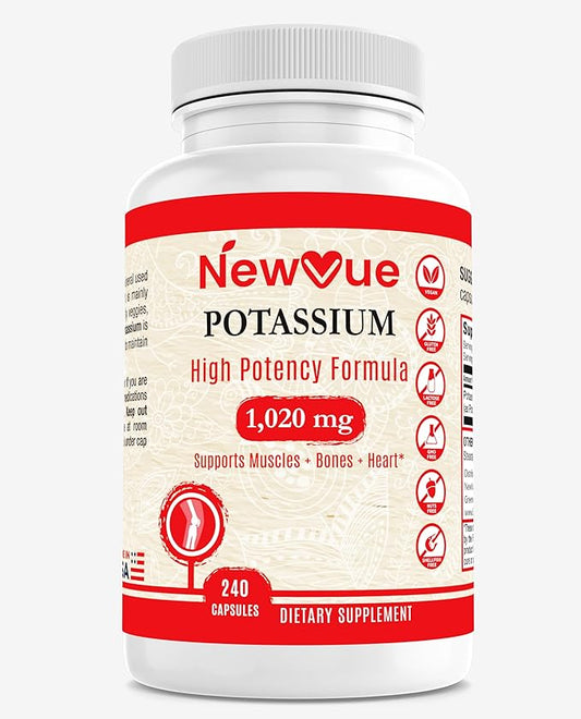 NewVue Potassium Supplement, 1020 mg,120 Servings, 240 caps