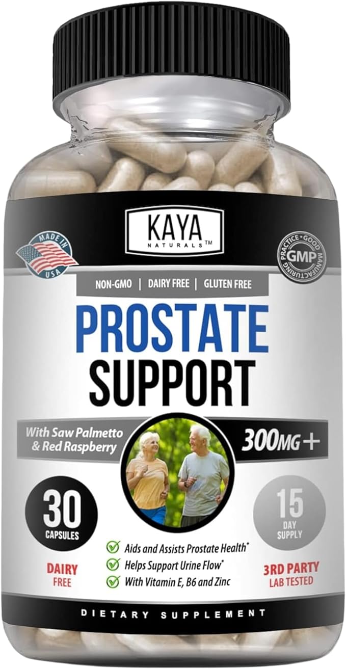 Kaya Naturals Prostate Support | Saw Palmetto, Potent DHT Blocker for Hair Growth, Promote Sleep, Reduce Frequent Urination, Bladder Emptying & Stamina Supplement – 30 Count