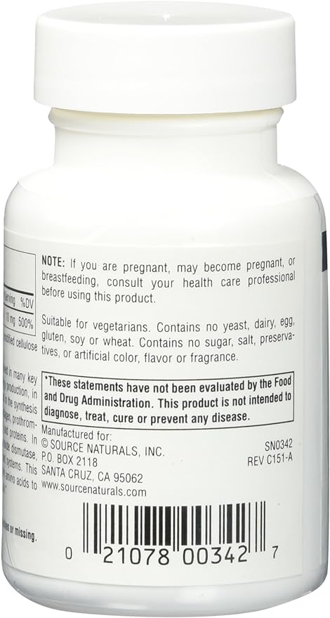 Source Naturals Manganese 10mg Amino Acid Chelate Supplement - 100 Tablets (Pack of 2)