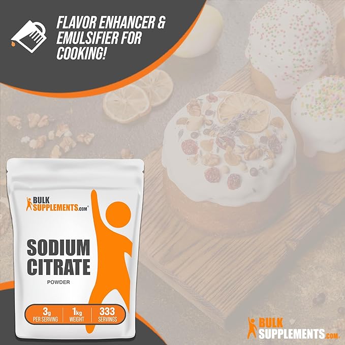 BulkSupplements.com Sodium Citrate Powder - Powder for Cooking - Food Thickener - Sodium Citrate for Cooking (1 Kilogram - 2.2 lbs)