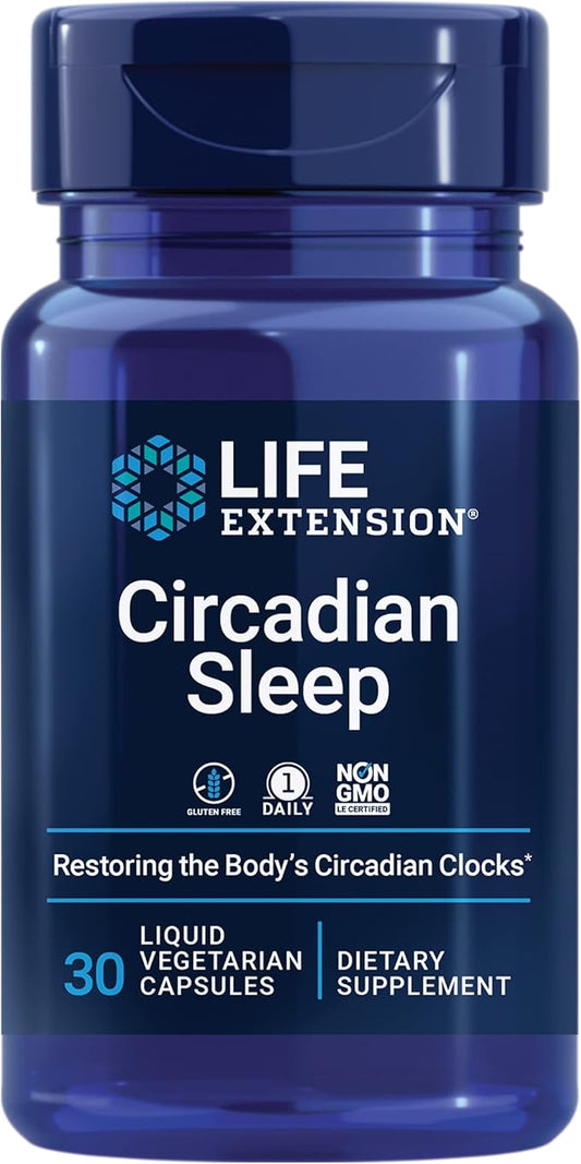 Life Extension Circadian Sleep — Nobiletin and Melatonin Sleep Support Supplement for Restful Night Aid and Healthy Sleep-Wake Cycle - Gluten-Free, Vegetarian, Non-GMO - 30 Capsules