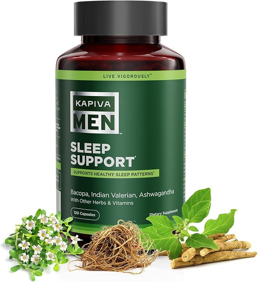 Sleep Support Supplement with Bacopa, Valerian, Ashwagandha, and Other Herbs and Vitamins, Supports Healthy Sleep Patterns, 30 Day Supply, 60 Capsules